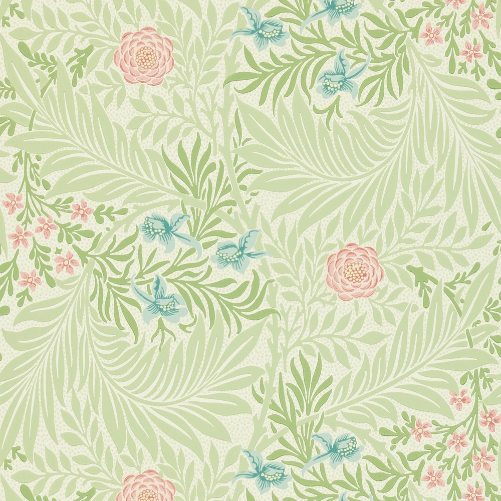 Larkspur Wallpaper 212558 by Morris & Co in Green Coral